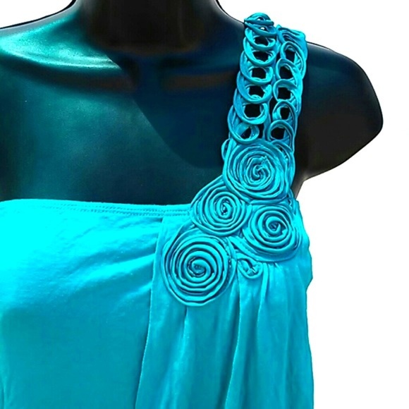 Vintage NWT 3D Blue drape top one shoulder loop detail - Picture 1 of 4